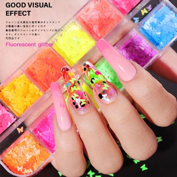 12 color diy nail art sequins luminous laser magic star butterfly fluorescent nail art decorations sequin flash diamond manicure, Black
12 color diy nail art sequins luminous laser magic star butterfly fluorescent nail art decorations sequin flash diamond manicure, Black
