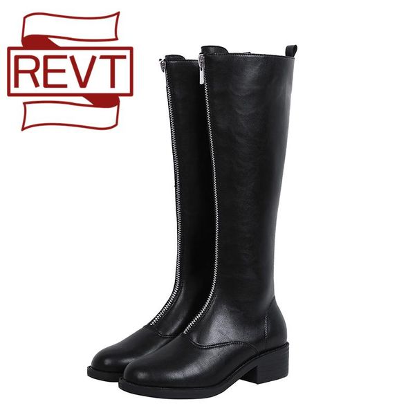 boots revt classik black white women's front zipper 4cm heel high rider long knee leather shoes 33-43
boots revt classik black white women's front zipper 4cm heel high rider long knee leather shoes 33-43