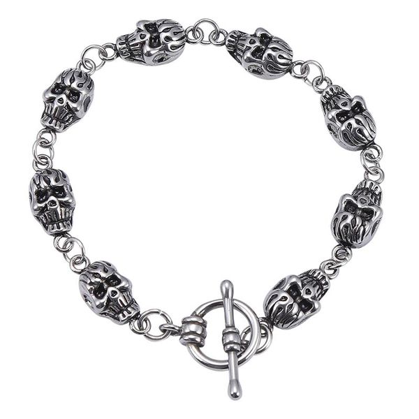 punk skull bracelet for men stainless steel gothic style skeleton motorcyclists bracelet wove jewelry gs0031, Golden;silver
punk skull bracelet for men stainless steel gothic style skeleton motorcyclists bracelet wove jewelry gs0031, Golden;silver