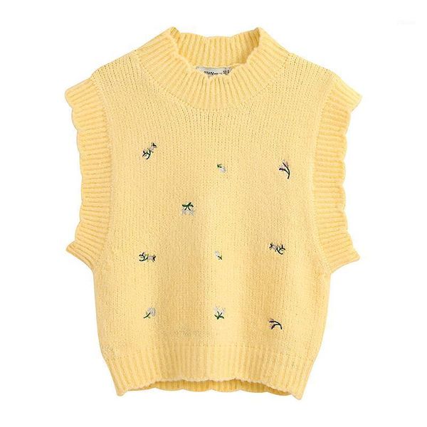 vintage sweet floral embroidery yellow knitted vest sweater women 2020 fashion high neck sleeveless female waistcoat chic 1, White;black
vintage sweet floral embroidery yellow knitted vest sweater women 2020 fashion high neck sleeveless female waistcoat chic 1, White;black