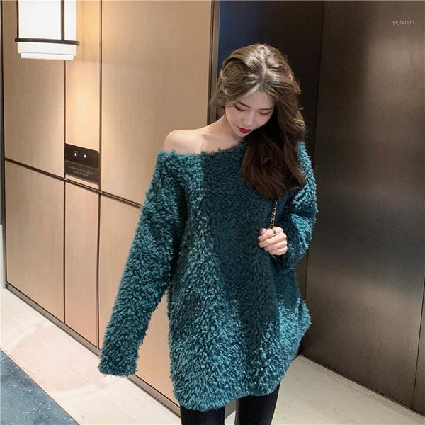 2019 sweater women pullovers autumn and winter o-neck loose knitted ladies sweater long female casual plush sweaters mujer1, White;black
2019 sweater women pullovers autumn and winter o-neck loose knitted ladies sweater long female casual plush sweaters mujer1, White;black