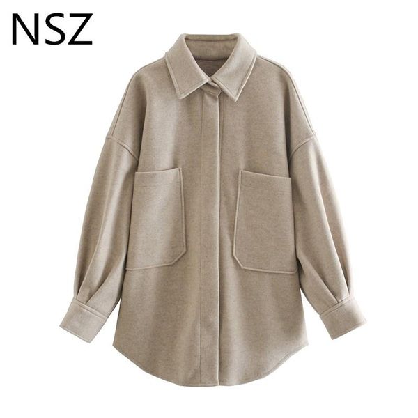 women's jackets nsz women oversized woolen jacket loose casual wool blend shirt coat warm winter ladies outerwear, Black;brown
women's jackets nsz women oversized woolen jacket loose casual wool blend shirt coat warm winter ladies outerwear, Black;brown