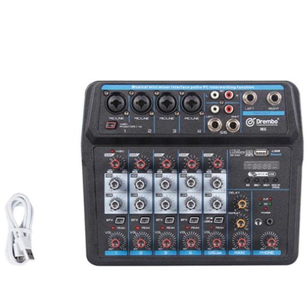 6 channel portable digital o mixer console with sound card,bluetooth, usb 48v power for dj recording eu plug
6 channel portable digital o mixer console with sound card,bluetooth, usb 48v power for dj recording eu plug