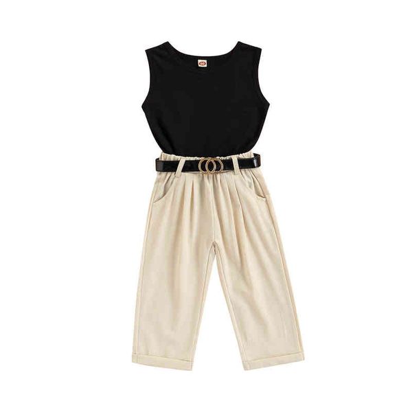 3pcs cool baby girls clothing summer outfits kids round neck sleeveless tank casual pants with pockets waist belt 1-6 years g220217, White
3pcs cool baby girls clothing summer outfits kids round neck sleeveless tank casual pants with pockets waist belt 1-6 years g220217, White