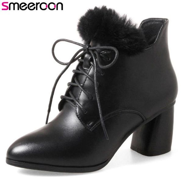 boots smeeroon high heels autumn winter lace up women round toe ankle for wedding shoes, Black
boots smeeroon high heels autumn winter lace up women round toe ankle for wedding shoes, Black