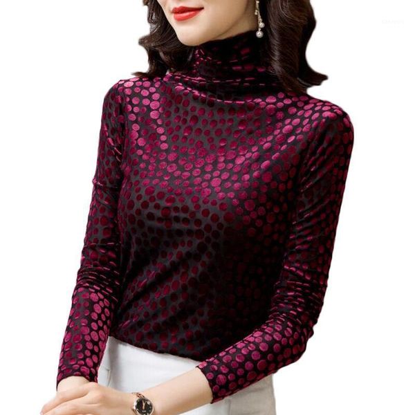 women blouses long sleeve turtleneck polka dot flocking vintage velour blouse women shirts plus size blusas mujer1, White
women blouses long sleeve turtleneck polka dot flocking vintage velour blouse women shirts plus size blusas mujer1, White