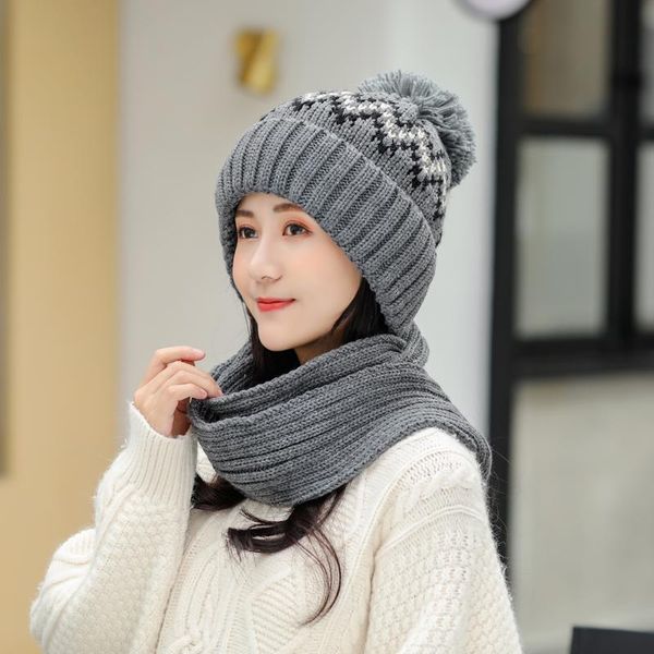 2020 winter women's sweet cute knitted hat thick plush scarf 2 pieces set warm pompom beanies hats female protect neck bonnet, Blue;gray
2020 winter women's sweet cute knitted hat thick plush scarf 2 pieces set warm pompom beanies hats female protect neck bonnet, Blue;gray