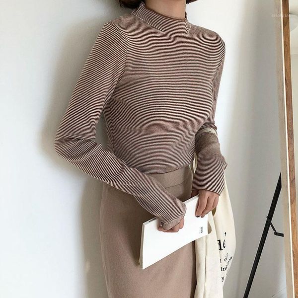 casual half-turtleneck striped women sweater skinny elastic full sleeve knitted pullovers female soft femme knit 20201, White;black
casual half-turtleneck striped women sweater skinny elastic full sleeve knitted pullovers female soft femme knit 20201, White;black