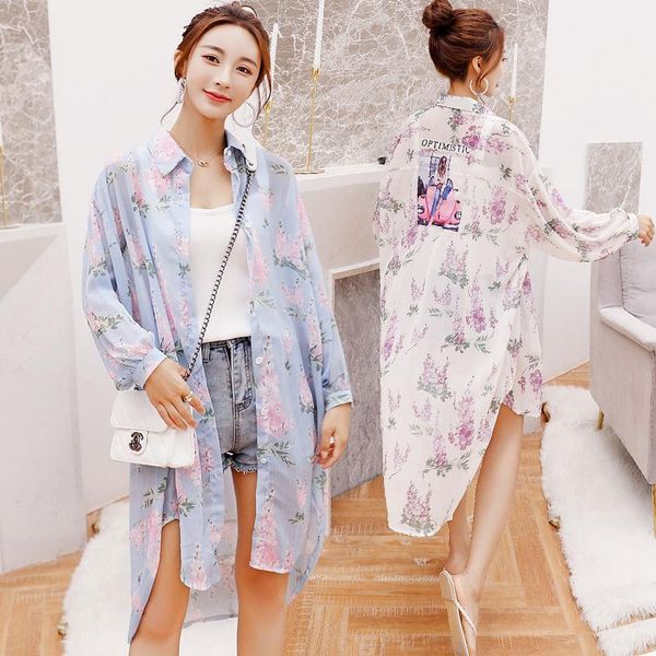 summer wear new style 2019 korean-style versatile mid-length flower chiffon shirt women's sun shirt loose-fit coat summer1, White
summer wear new style 2019 korean-style versatile mid-length flower chiffon shirt women's sun shirt loose-fit coat summer1, White