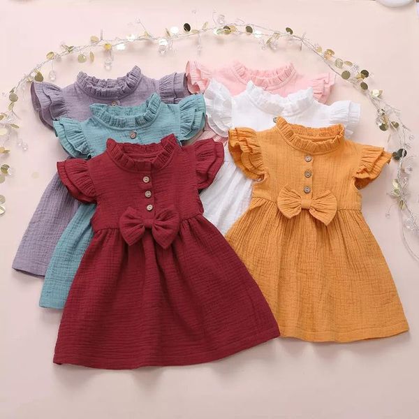 girl's dresses 2021 princess toddler kids baby girl dress 1-6y solid linen button ruffle sleeve turn down collar bow party a-line cloth, Red;yellow
girl's dresses 2021 princess toddler kids baby girl dress 1-6y solid linen button ruffle sleeve turn down collar bow party a-line cloth, Red;yellow