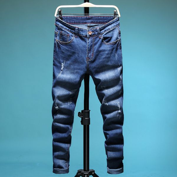 2d new young mens jeans spring summer department slim hole thin wash old trousers mens wholesale, Blue
2d new young mens jeans spring summer department slim hole thin wash old trousers mens wholesale, Blue
