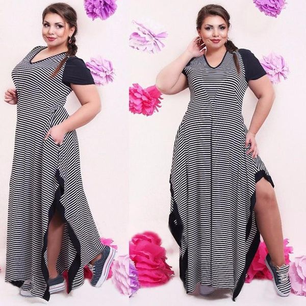 big size 6xl fat mm woman dress summer casual black and white stripe split dresses plus size women clothing 6xl dress clearance, Black;gray
big size 6xl fat mm woman dress summer casual black and white stripe split dresses plus size women clothing 6xl dress clearance, Black;gray