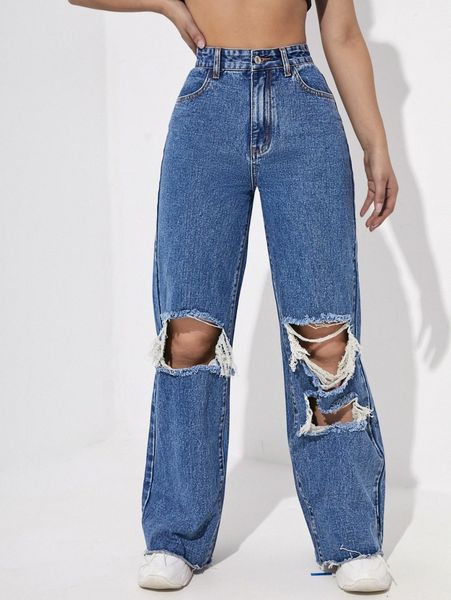 high waist ripped wide leg jeans l7yv#, Blue
high waist ripped wide leg jeans l7yv#, Blue