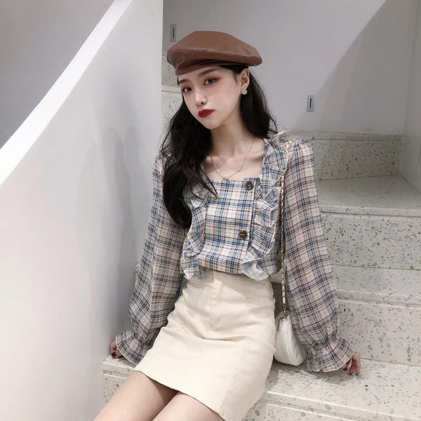 spring autumn 2021 new loose-fitting square-collared plaid long-sleeved shirts are comfortable for girls show thin students, White
spring autumn 2021 new loose-fitting square-collared plaid long-sleeved shirts are comfortable for girls show thin students, White