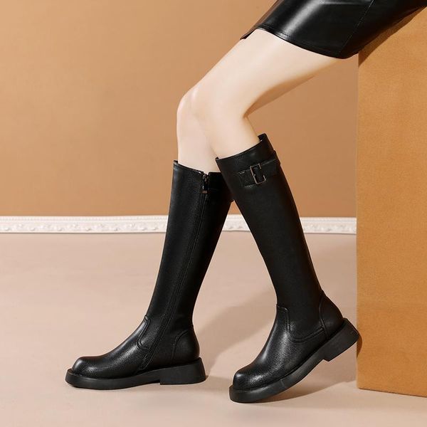 concise genuine leather 4cm med heels women boots vintage knee high boots party prom shoes woman winter buckle long, Black
concise genuine leather 4cm med heels women boots vintage knee high boots party prom shoes woman winter buckle long, Black