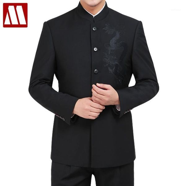 men's single breasted suits embroider dragon suit sets fashion chinese tunic suit men casual black blazers jacket and trousers1, White;black
men's single breasted suits embroider dragon suit sets fashion chinese tunic suit men casual black blazers jacket and trousers1, White;black