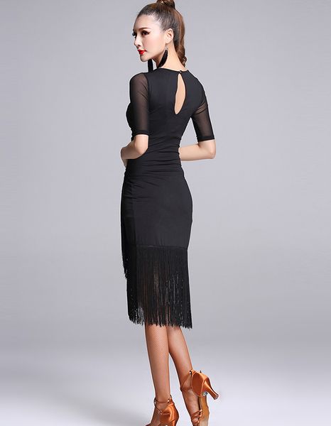 black latin dance dress short-sleeve latin dance tassel one-piece dress for women female ballroom tango cha cha rumba costumes, Black;red
black latin dance dress short-sleeve latin dance tassel one-piece dress for women female ballroom tango cha cha rumba costumes, Black;red