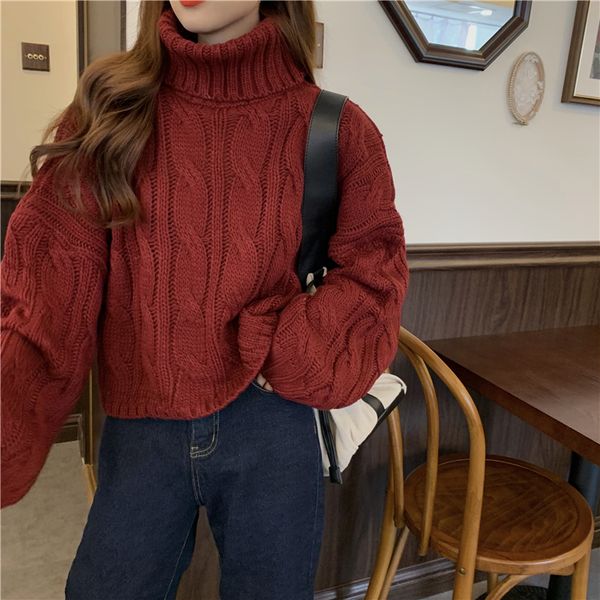 gagairch thick sweater women high collar loose wear 2020 new autumn winter short casual style retro solid pullovers warm lj201113, White;black
gagairch thick sweater women high collar loose wear 2020 new autumn winter short casual style retro solid pullovers warm lj201113, White;black