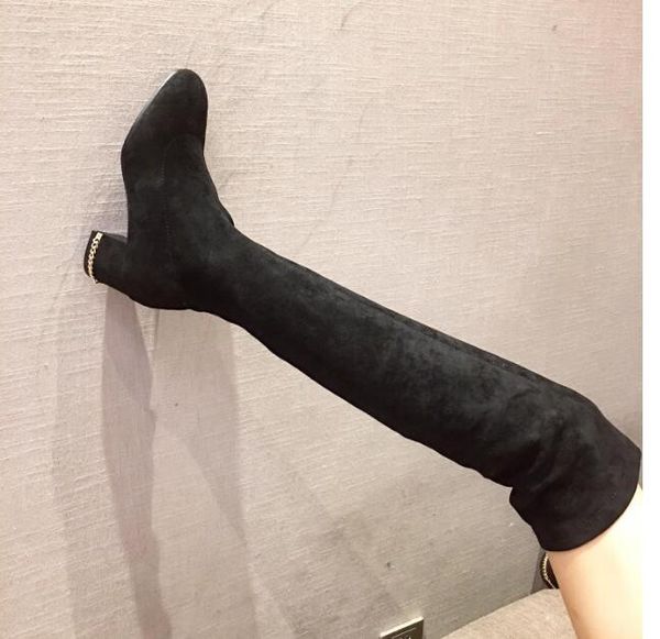 new winter mid-heel women's boots suede thick heel plus velvet warm over-knee boots, Black
new winter mid-heel women's boots suede thick heel plus velvet warm over-knee boots, Black