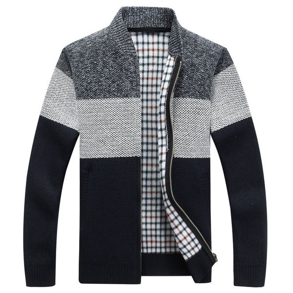 winter fashion patchwork men's knitted jackets thick comfy long sleeve sweater coat warm stand collar fall tide casual cardigan c1024, Black
winter fashion patchwork men's knitted jackets thick comfy long sleeve sweater coat warm stand collar fall tide casual cardigan c1024, Black