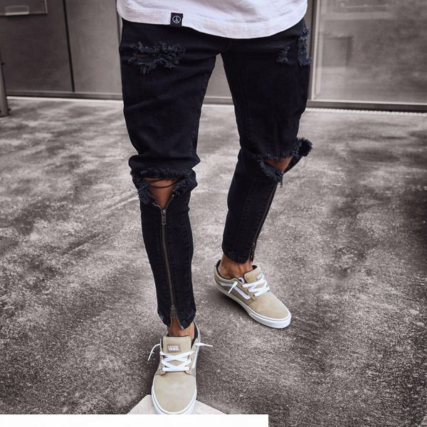 2020 mens cool black jeans skinny tattered zipper elastic slim fit hip-hop ripped pants men plus size streetwear, Blue
2020 mens cool black jeans skinny tattered zipper elastic slim fit hip-hop ripped pants men plus size streetwear, Blue