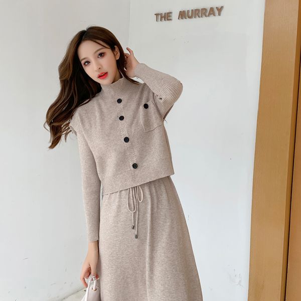 2021 new elegant women's solid matching assemblies knitted turtleneck thin waistband fitting long middle waist dress in bottom mesh yq1, Gray
2021 new elegant women's solid matching assemblies knitted turtleneck thin waistband fitting long middle waist dress in bottom mesh yq1, Gray