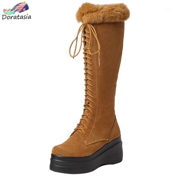 new chic cow suede leather great quality keep warm fur platform wedges heels knee high snow boot winter shoes boots women1, Black 
new chic cow suede leather great quality keep warm fur platform wedges heels knee high snow boot winter shoes boots women1, Black