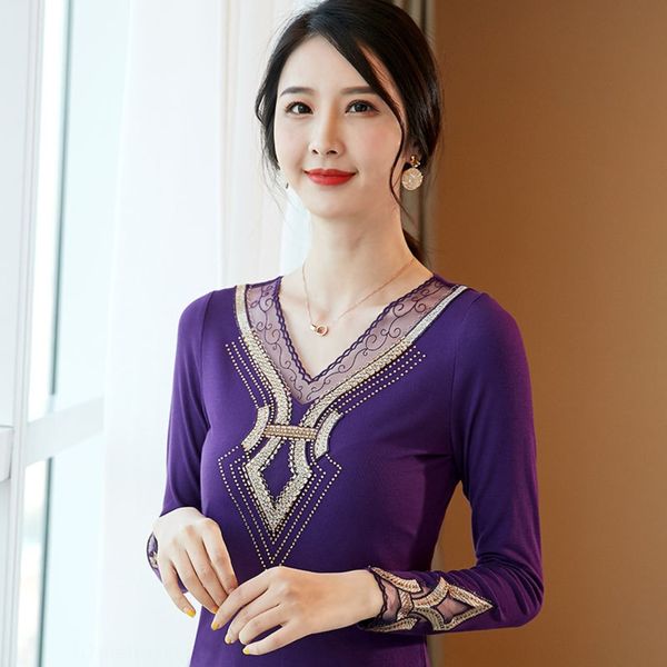 lan xinge's new autumn 2020 large women's fashion bright diamond embroidered small v cotton cotton t- t-shirt long sleeve shirt c0, White
lan xinge's new autumn 2020 large women's fashion bright diamond embroidered small v cotton cotton t- t-shirt long sleeve shirt c0, White