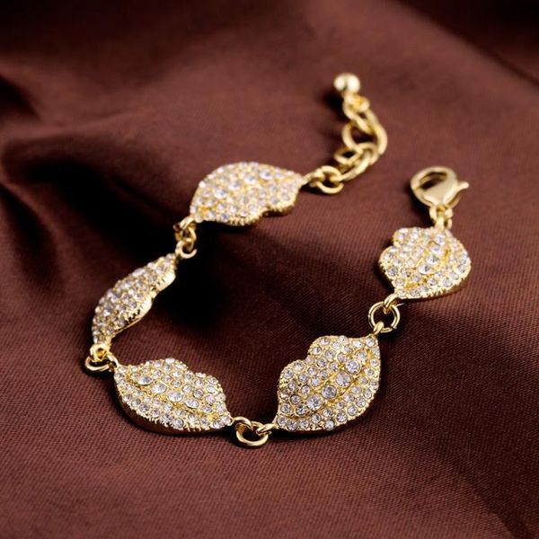 charms shining chic gold color crystal lip women bracelet fashion costume jewelry factory wholesale, Black
charms shining chic gold color crystal lip women bracelet fashion costume jewelry factory wholesale, Black
