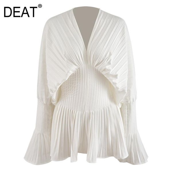 deat 2021 new spring and autumn flare full sleeves pleated striped high waist v-neck quality shirt women's blouse wm51400, White
deat 2021 new spring and autumn flare full sleeves pleated striped high waist v-neck quality shirt women's blouse wm51400, White