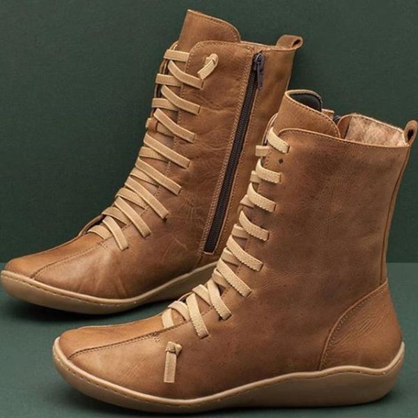 women vintage zipper mid calf boots lace up 2020 woman leather flat women's soft ladies high shoe plus size, Black
women vintage zipper mid calf boots lace up 2020 woman leather flat women's soft ladies high shoe plus size, Black