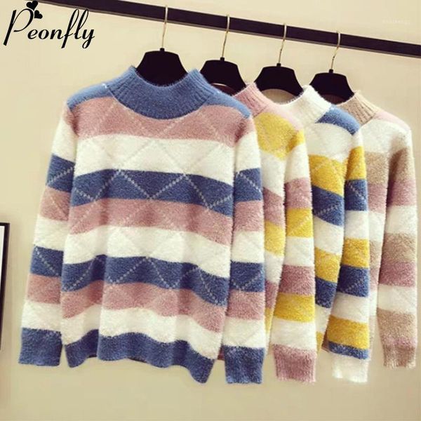 peonfly casual striped printe sweater women knitted pullover jumper 2020 winter contrast color loose turtleneck sweater female1, White;black
peonfly casual striped printe sweater women knitted pullover jumper 2020 winter contrast color loose turtleneck sweater female1, White;black