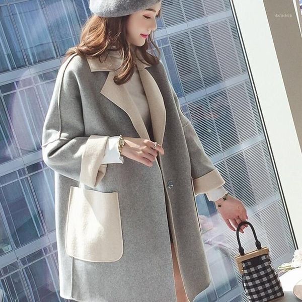 casual loose women blends coats 2020 new autumn winter coat medium long overcoat female woolen jacket1, Black
casual loose women blends coats 2020 new autumn winter coat medium long overcoat female woolen jacket1, Black
