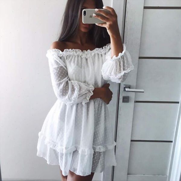 werynica 2021 new womens summer ruffle dress white dress bare shoulders slash dress women mini beach dresses for female, Black;gray
werynica 2021 new womens summer ruffle dress white dress bare shoulders slash dress women mini beach dresses for female, Black;gray