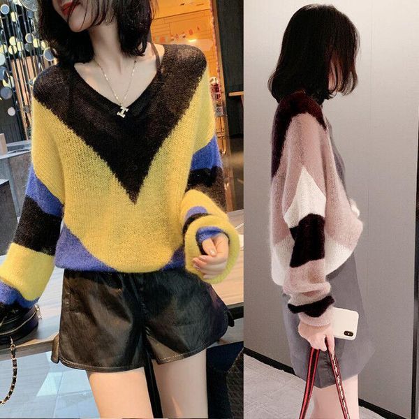 women's sweaters autumn and winter 2021 v-neck loose student sweater hollow, White;black
women's sweaters autumn and winter 2021 v-neck loose student sweater hollow, White;black