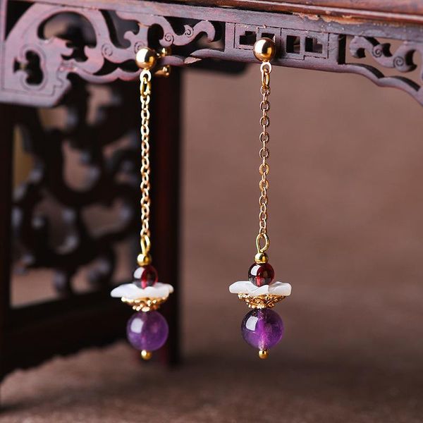 dangle & chandelier fashion shell flower purple crystal earrings long vintage spring and summer for women girl, Silver
dangle & chandelier fashion shell flower purple crystal earrings long vintage spring and summer for women girl, Silver