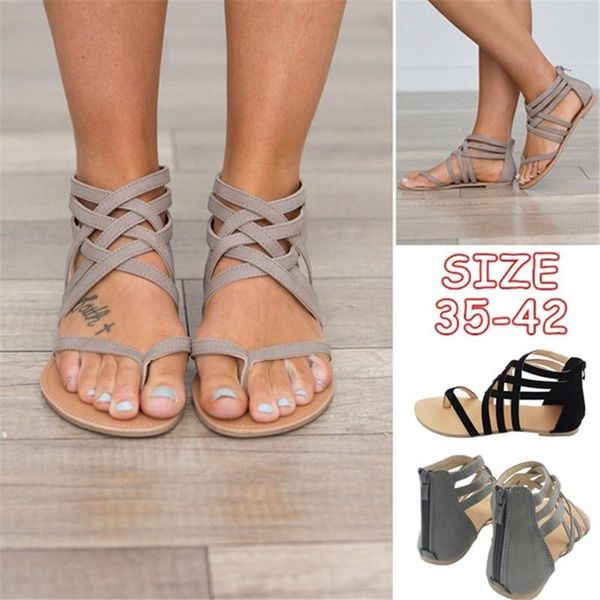women fashion flat shoes cross strap new zipper sandals beach shoes girls low heel, Black
women fashion flat shoes cross strap new zipper sandals beach shoes girls low heel, Black