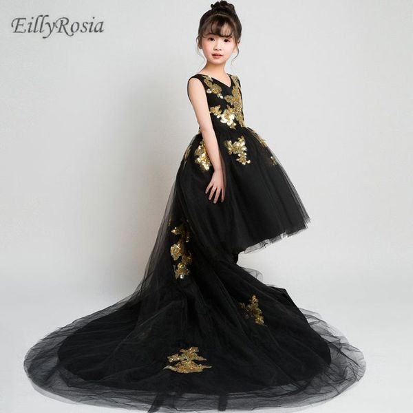 gold appliques black flower girls dresses for wedding party long train tulle beautiful high low girls pageant party gowns kids, Red;yellow
gold appliques black flower girls dresses for wedding party long train tulle beautiful high low girls pageant party gowns kids, Red;yellow