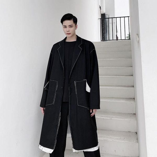 male japan streetwear loose casual cardigan overcoat jacket outerwear men cut burrs vintage long belt windbreaker trench coat, Tan;black
male japan streetwear loose casual cardigan overcoat jacket outerwear men cut burrs vintage long belt windbreaker trench coat, Tan;black