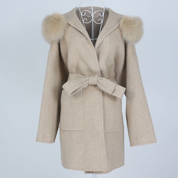 oftbuy 2021 new oversize loose cashmere wool blends real fur coat winter jaet women natural fur collar hood outerwear belt, Black
oftbuy 2021 new oversize loose cashmere wool blends real fur coat winter jaet women natural fur collar hood outerwear belt, Black