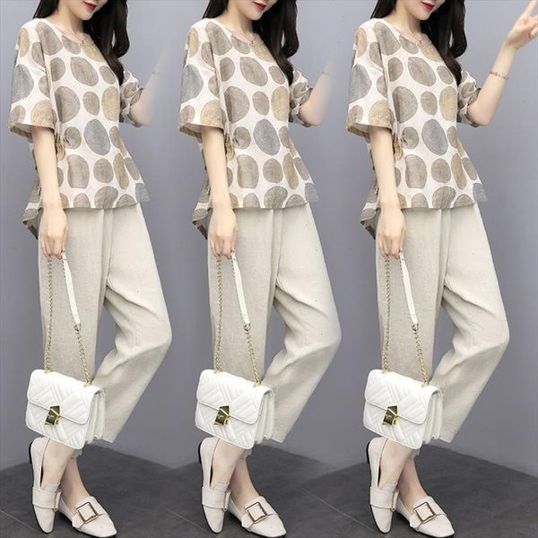 cotton and linen women casual set summer short sleeve print dot t shirt and pants ladies fashion basic 2 piece set plus, Gray
cotton and linen women casual set summer short sleeve print dot t shirt and pants ladies fashion basic 2 piece set plus, Gray