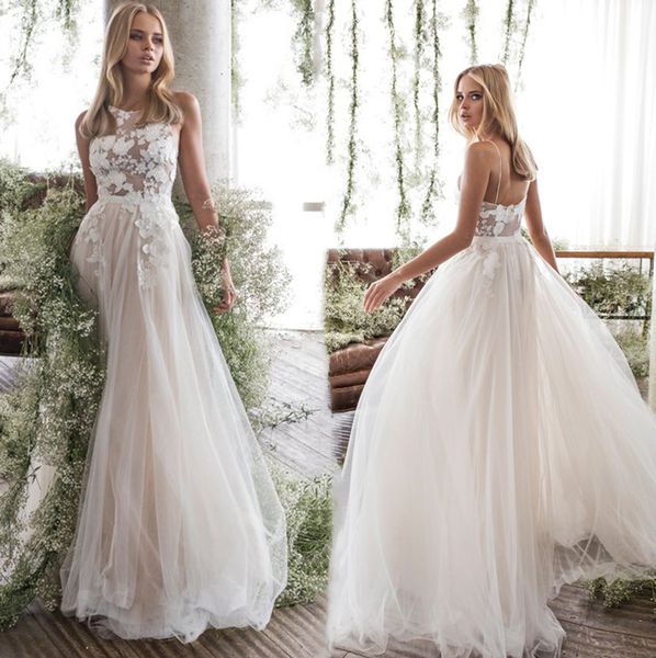 2021 boho beach wedding dresses spaghetti straps appliqued floral lace open back country bridal gowns ivory beige bohemia wedding dress, White
2021 boho beach wedding dresses spaghetti straps appliqued floral lace open back country bridal gowns ivory beige bohemia wedding dress, White
