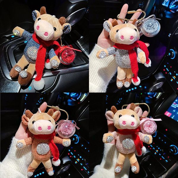 2021 new cute chinese zodiac cow diamond scarf keychains cartoon mascot doll key chain men and women car bags accessories key ring gifts, Silver
2021 new cute chinese zodiac cow diamond scarf keychains cartoon mascot doll key chain men and women car bags accessories key ring gifts, Silver