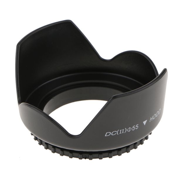 55mm screw mount reversible tulip flower crown petal shaped camera lens hood 
55mm screw mount reversible tulip flower crown petal shaped camera lens hood