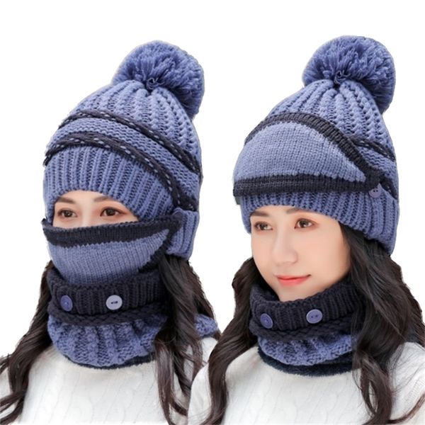 bingyuanhaoxuan 3 in 1 warm thick knitted beanie hat scarf and mask set slouchy snow knit cap infinity scarves for women y201024, Blue;gray
bingyuanhaoxuan 3 in 1 warm thick knitted beanie hat scarf and mask set slouchy snow knit cap infinity scarves for women y201024, Blue;gray