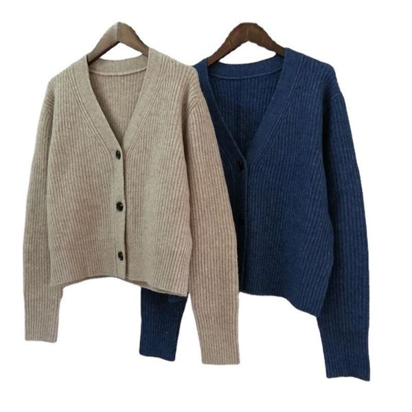 women sweater 2021 autumn and winter new warm skin-friendly v-neck long-sleeved short knitted cardigan women's jacket, White
women sweater 2021 autumn and winter new warm skin-friendly v-neck long-sleeved short knitted cardigan women's jacket, White