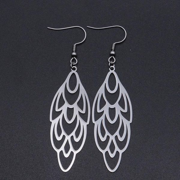 100% stainless steel fashion geometric peacock feather drop earring for women wholesale unique statement jewelry earrings, Silver
100% stainless steel fashion geometric peacock feather drop earring for women wholesale unique statement jewelry earrings, Silver