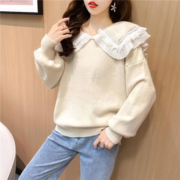 loose japanese vintage sweater women's autumn and winter outerwear jacket spring autumn new loose pullover doll collar sweater, White;black
loose japanese vintage sweater women's autumn and winter outerwear jacket spring autumn new loose pullover doll collar sweater, White;black