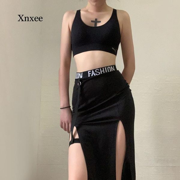 letter print split high waist bandage skirt female patchwork skirts female elegant mid-length korea streetwear gothic skirt, Black
letter print split high waist bandage skirt female patchwork skirts female elegant mid-length korea streetwear gothic skirt, Black