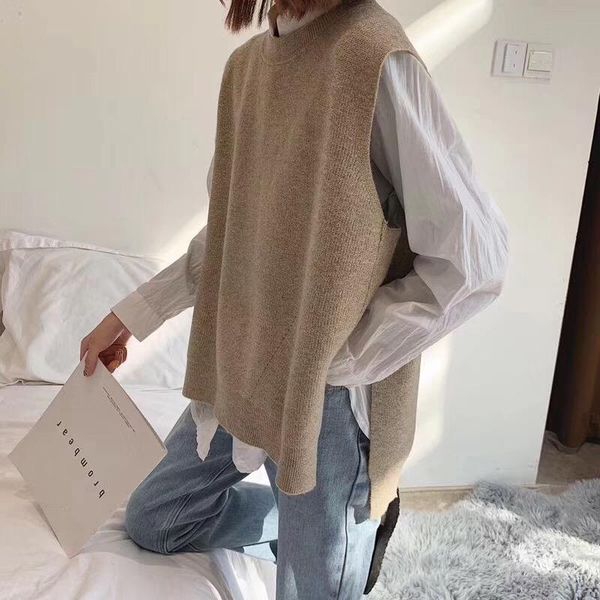 loose lazy knitted cashmere wool vest vest female round neck sleeveless sweater solid color comfortable soft, Black;white
loose lazy knitted cashmere wool vest vest female round neck sleeveless sweater solid color comfortable soft, Black;white